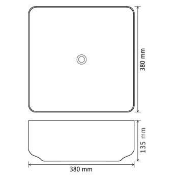 Waschbecken Keramik Quadratisch Schwarz 38 x 38 x 13,5 cm