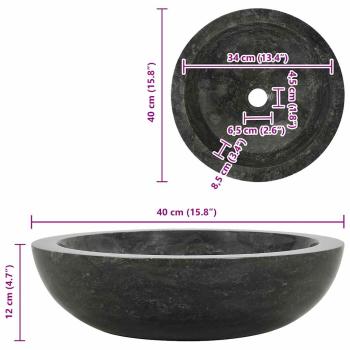 Waschbecken 40x12 cm Marmor Schwarz