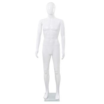 Männliche Schaufensterpuppe mit Glassockel Weiß 185 cm 