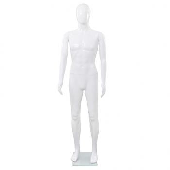 Männliche Schaufensterpuppe mit Glassockel Weiß 185 cm 