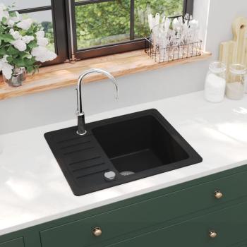 Granitspüle Einzelbecken Schwarz 