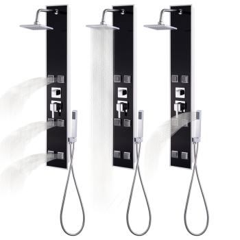 Duschpaneel Glas 18×42,1×120 cm Schwarz