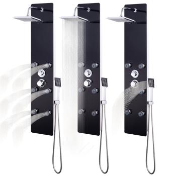Duschpaneel Glas 25×44,6×130 cm Schwarz 