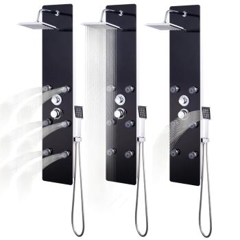 Duschpaneel Glas 25×44,6×130 cm Schwarz 