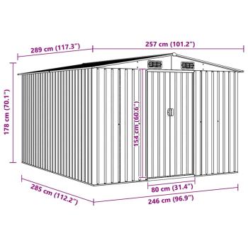 Gartenhaus 257x298x178 cm Metall Grau