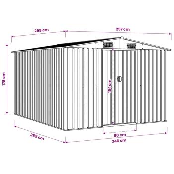Gerätehaus 257x298x178 cm Metall Anthrazit