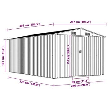 Gerätehaus 257x392x181 cm Metall Braun