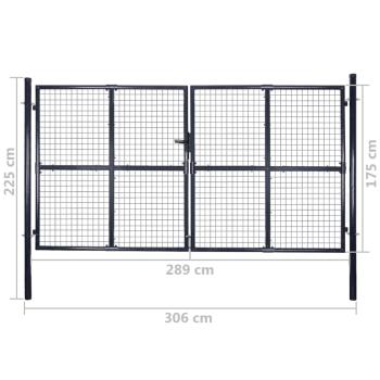 Mesh-Gartentor Verzinkter Stahl 289 x 175 cm Grau