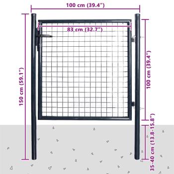 Mesh-Gartentor Verzinkter Stahl 85,5x100 cm Grau