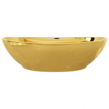 Waschbecken mit Überlauf 58,5 x 39 x 21 cm Keramik Golden