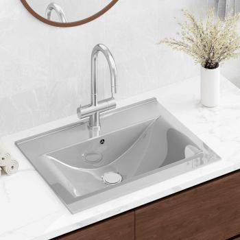 Waschbecken mit Überlauf 60x46x16 cm Keramik Silbern