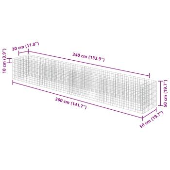 Gabionen-Hochbeet Verzinkter Stahl 360×50×50 cm