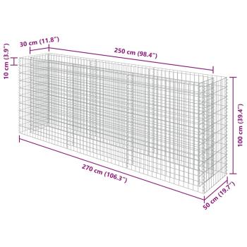 Gabionen-Hochbeet Verzinkter Stahl 270×50×100 cm