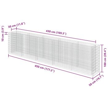Gabionen-Hochbeet Verzinkter Stahl 450×50×100 cm