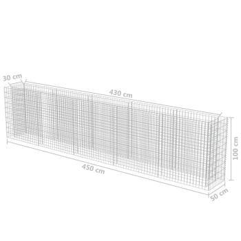 Gabionen-Hochbeet Verzinkter Stahl 450×50×100 cm