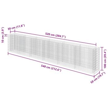 Gabionen-Hochbeet Verzinkter Stahl 540×50×100 cm