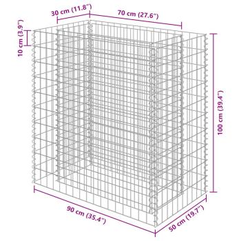  Gabionen-Hochbeet Verzinkter Stahl 90×50×100 cm