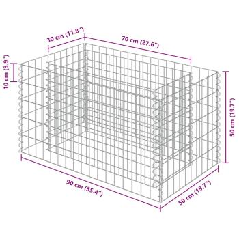 Gabionen-Hochbeet Verzinkter Stahl 90×50×50 cm