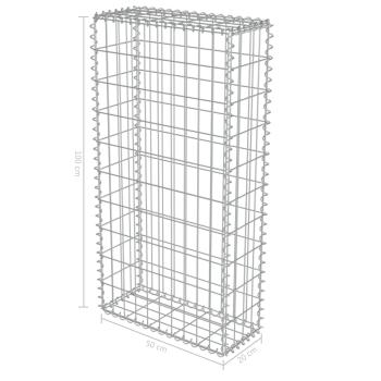 Gabionenwand mit Abdeckung Verzinkter Stahl 50×20×100 cm
