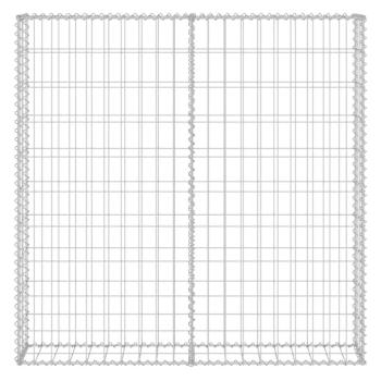 Gabionenwand mit Abdeckung Verzinkter Stahl 80×20×100 cm