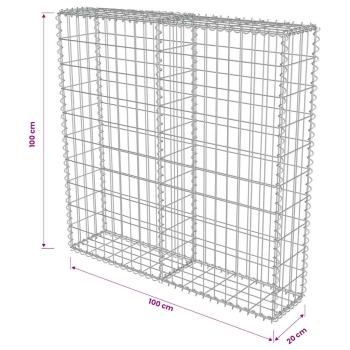 Gabionenwand mit Abdeckung Verzinkter Stahl 100×20×100 cm