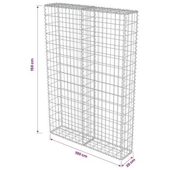 Gabionenwand mit Abdeckung Verzinkter Stahl 100×20×150 cm