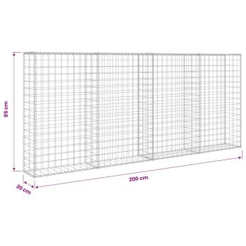 Gabionenwand mit Abdeckung Verzinkter Stahl 200×20×85 cm