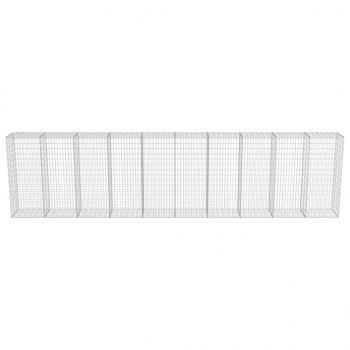 Gabionenwand mit Abdeckung Verzinkter Stahl 600×50×150 cm