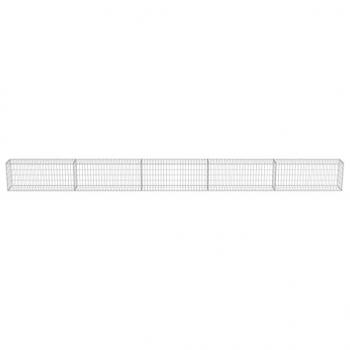 Gabionenwand mit Abdeckung Verzinkter Stahl 600×30×50 cm
