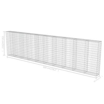 Gabionenwand mit Abdeckung Verzinkter Stahl 600×30×150 cm