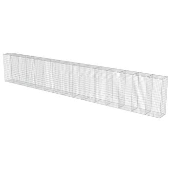 Gabionenwand mit Abdeckung Verzinkter Stahl 900×50×150 cm