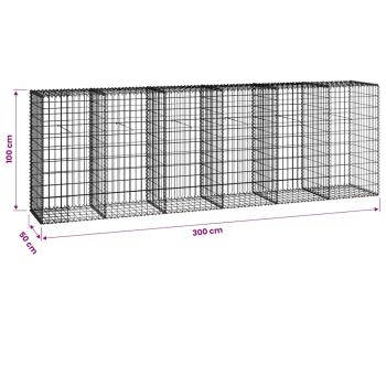 Gabionenwand mit Abdeckung Verzinkter Stahl 300×50×100 cm