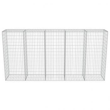 Gabionenwand mit Abdeckung Verzinkter Stahl 300×50×150 cm