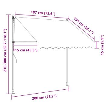Einziehbare Markise Handbetrieben 200 cm Cremeweiß