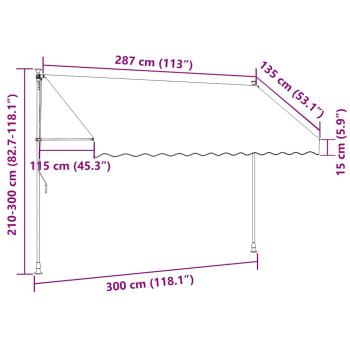 Einziehbare Markise Handbetrieben 300 cm Cremeweiß