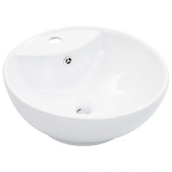 ARDEBO.de - Waschbecken mit Überlauf 46,5 x 18 cm Keramik Weiß