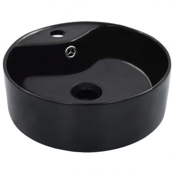 ARDEBO.de - Waschbecken mit Überlauf 36 x 13 cm Keramik Schwarz