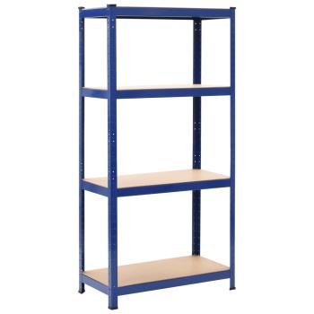 Lagerregale mit 4 Böden 2 Stk. Blau Stahl & Holzwerkstoff
