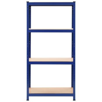 Lagerregale mit 4 Böden 2 Stk. Blau Stahl & Holzwerkstoff