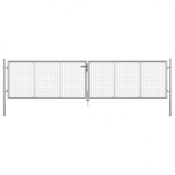 ARDEBO.de - Gartentor Verzinkter Stahl 415 x 125 cm Silbern