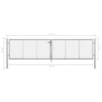 Gartentor Verzinkter Stahl 415 x 125 cm Silbern