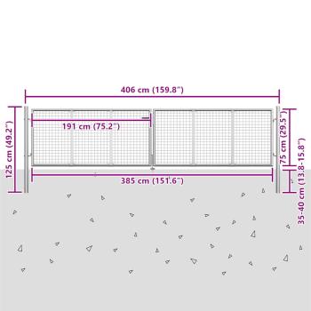 Gartentor Verzinkter Stahl 415 x 125 cm Silbern