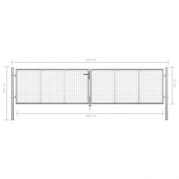 Gartentor Verzinkter Stahl 415 x 125 cm Silbern