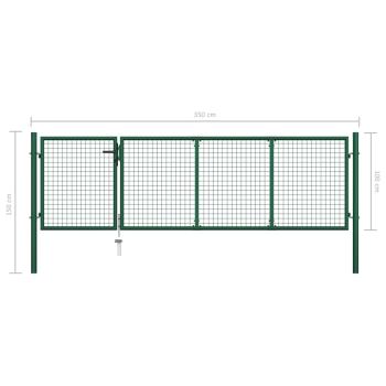 Gartentor Stahl 350 x 100 cm Grün