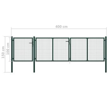 Gartentor Stahl 400 x 100 cm Grün 