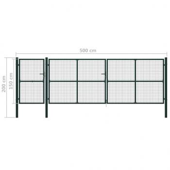Gartentor Stahl 500×150 cm Grün