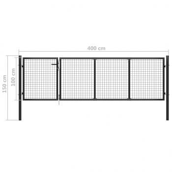 Gartentor Stahl 350 x 100 cm Anthrazit