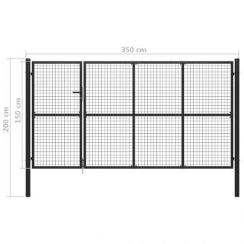 Gartentor Stahl 350 x 150 cm Anthrazit