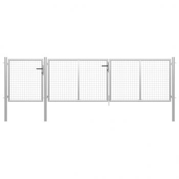 ARDEBO.de - Gartentor Stahl 400 x 100 cm Silbern