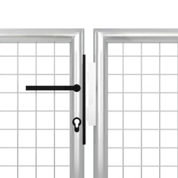 Gartentor Stahl 400 x 100 cm Silbern